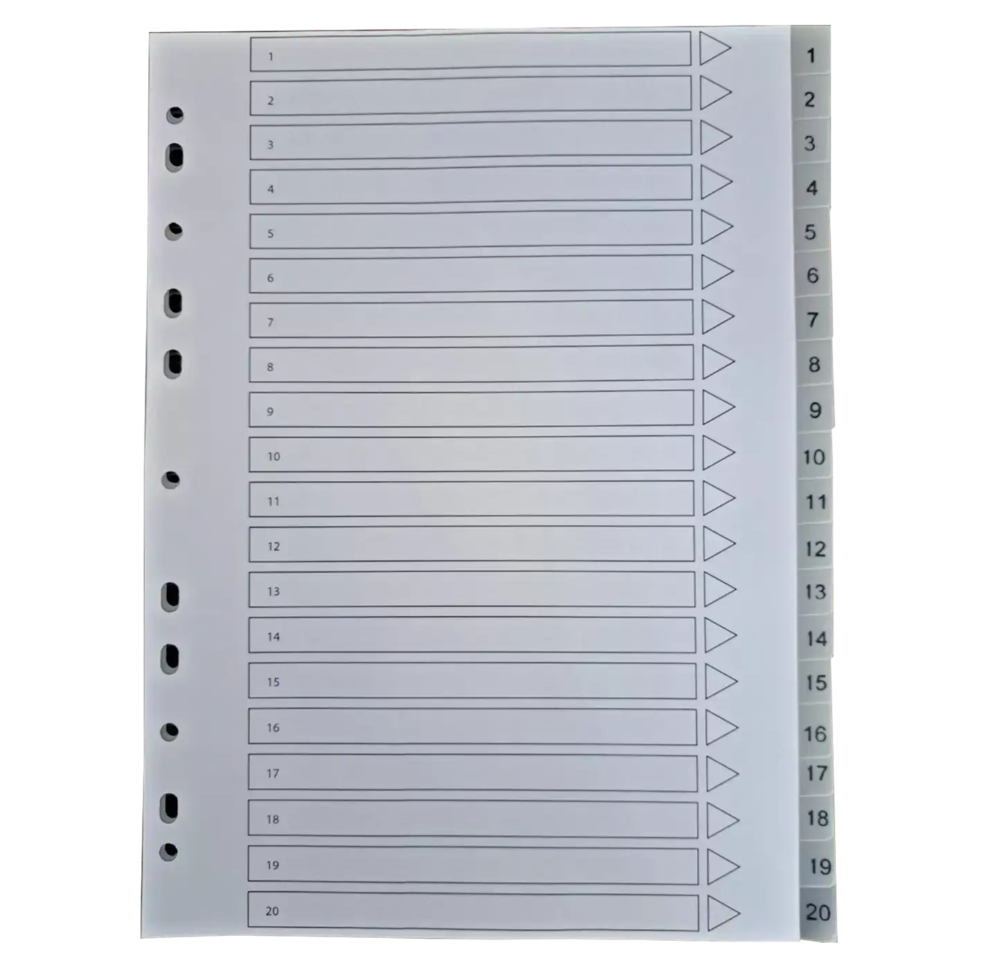 A4 File Subject Dividers Polypropylene 20 Part Multi Punched Pack Of 2 Pins & Needles