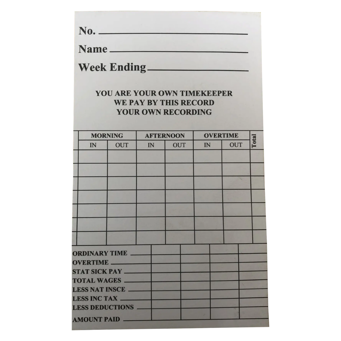 Clock Cards – Compatible Time Cards for Clocking In Machines Accurate Time Keeping (Box of 500) Pins & Needles