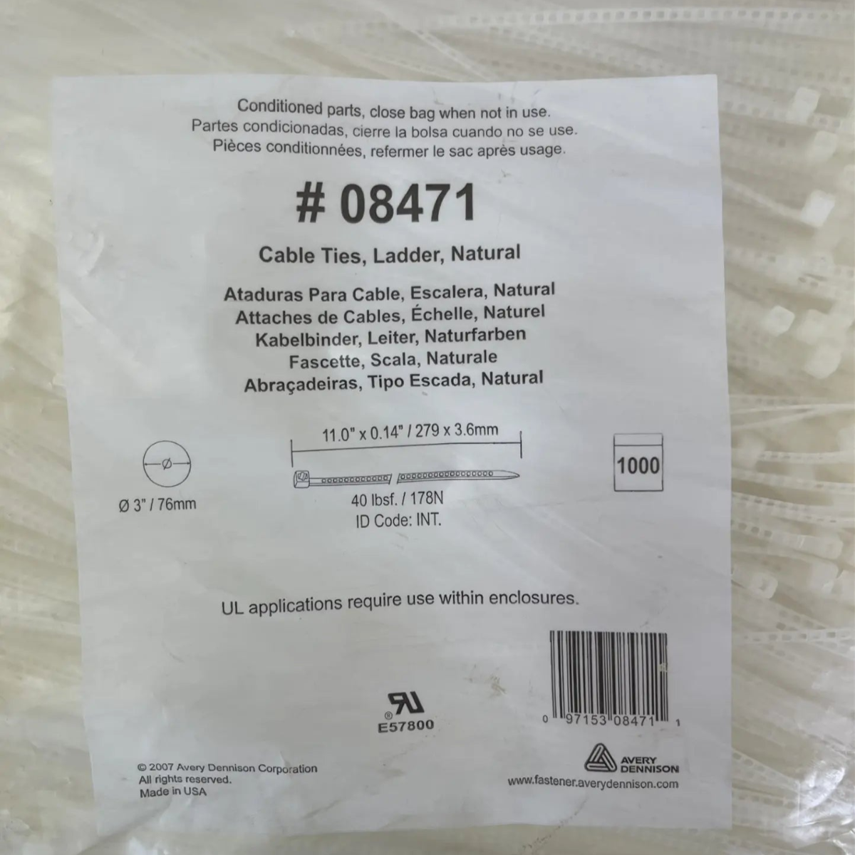 Avery Dennison Ladder Cable Ties 11" 08471-0 - Natural Pins & Needles Leicester