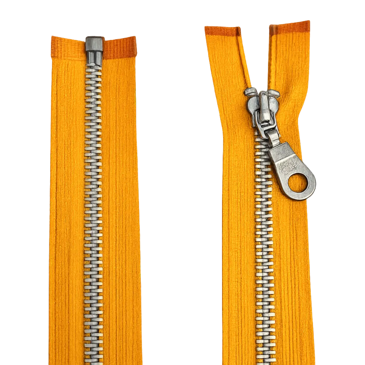 Metal Open Ended Zip 18" (45cm) With Metal Puller & Silver Effect Teeth Pins & Needles