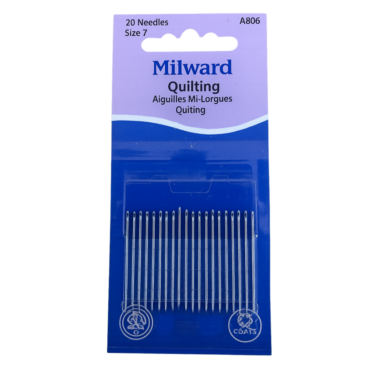 Milward Hand Sewing Needles Size 7 – Pack of 20 Quilting & Embroidery Needles for Precision Stitching Pins & Needles