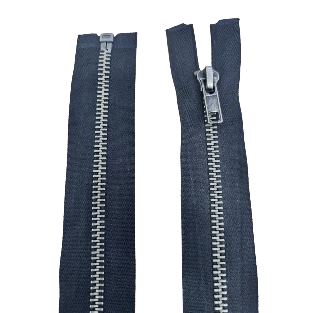 Metal Open Ended Zip 26" (66cm) With Metal Puller & Gun Metal Effect Teeth Pins & Needles