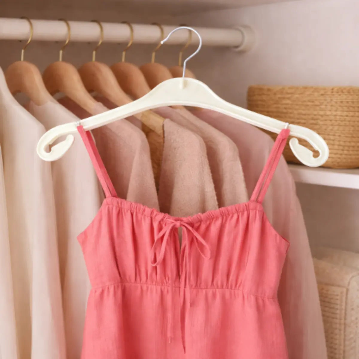 Slim White Plastic Hanger 38cm – Space Saving with Underhooks for Coats, Skirts & Clothes Pins and Needles