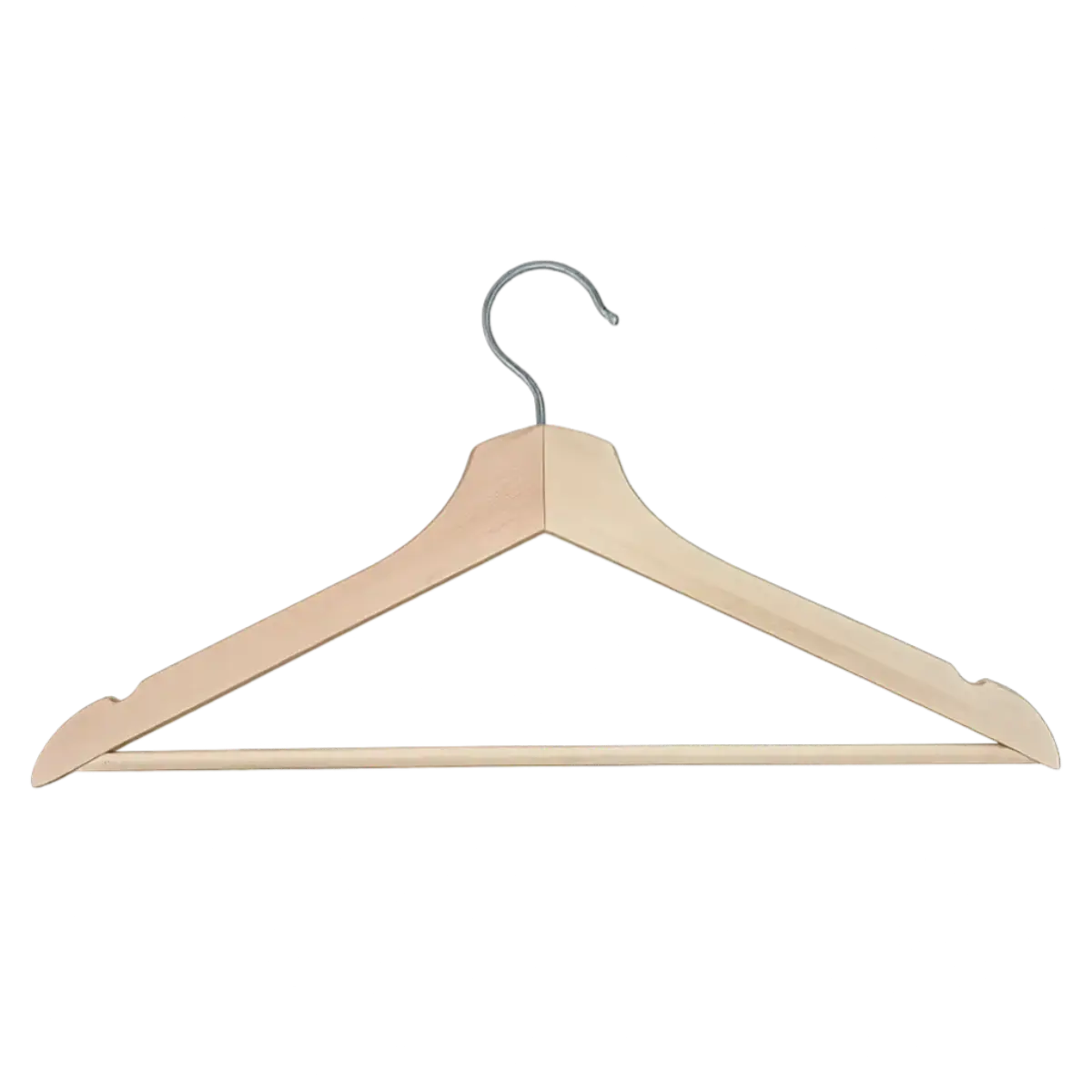 Premium Wooden Clothes Hangers with Notches and Trouser Bar – 43cm Wide Pins and Needles