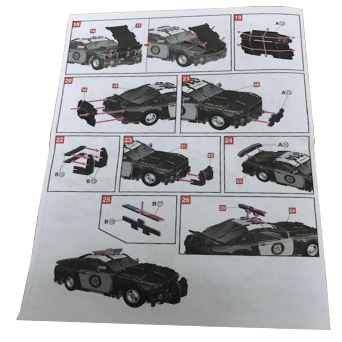Car Jigsaw Puzzles in 3D Ford Mustang Police Vehicle Instructions