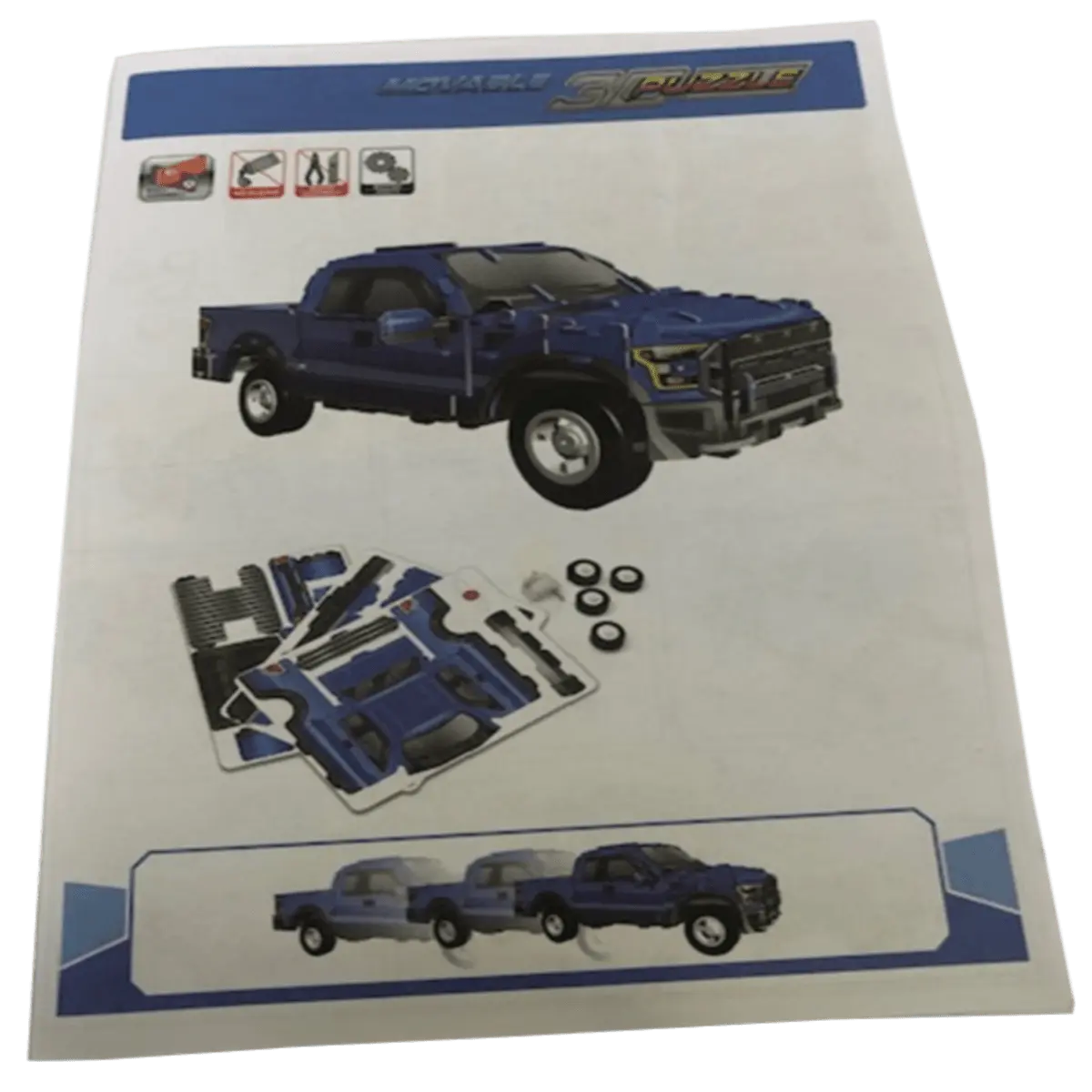 Car Jigsaw Puzzles in 3D Ford F150 Raptor Instructions