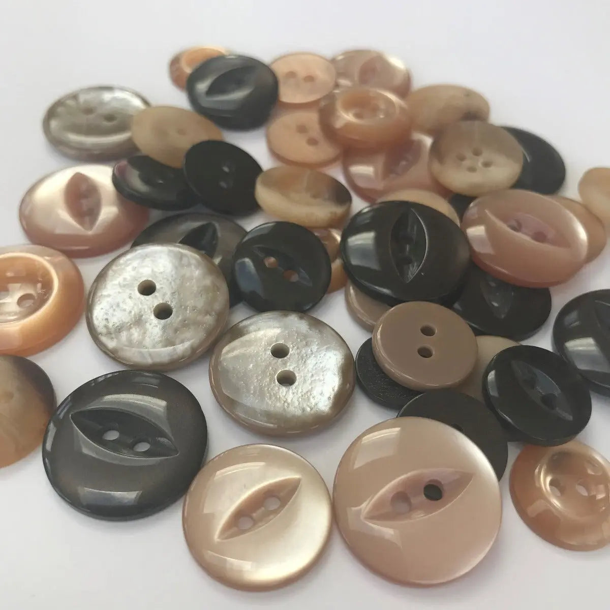 Assorted Buttons, Dressmaking, Brown