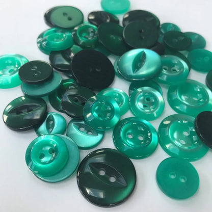 Assorted Buttons, Dressmaking, Emerald Green