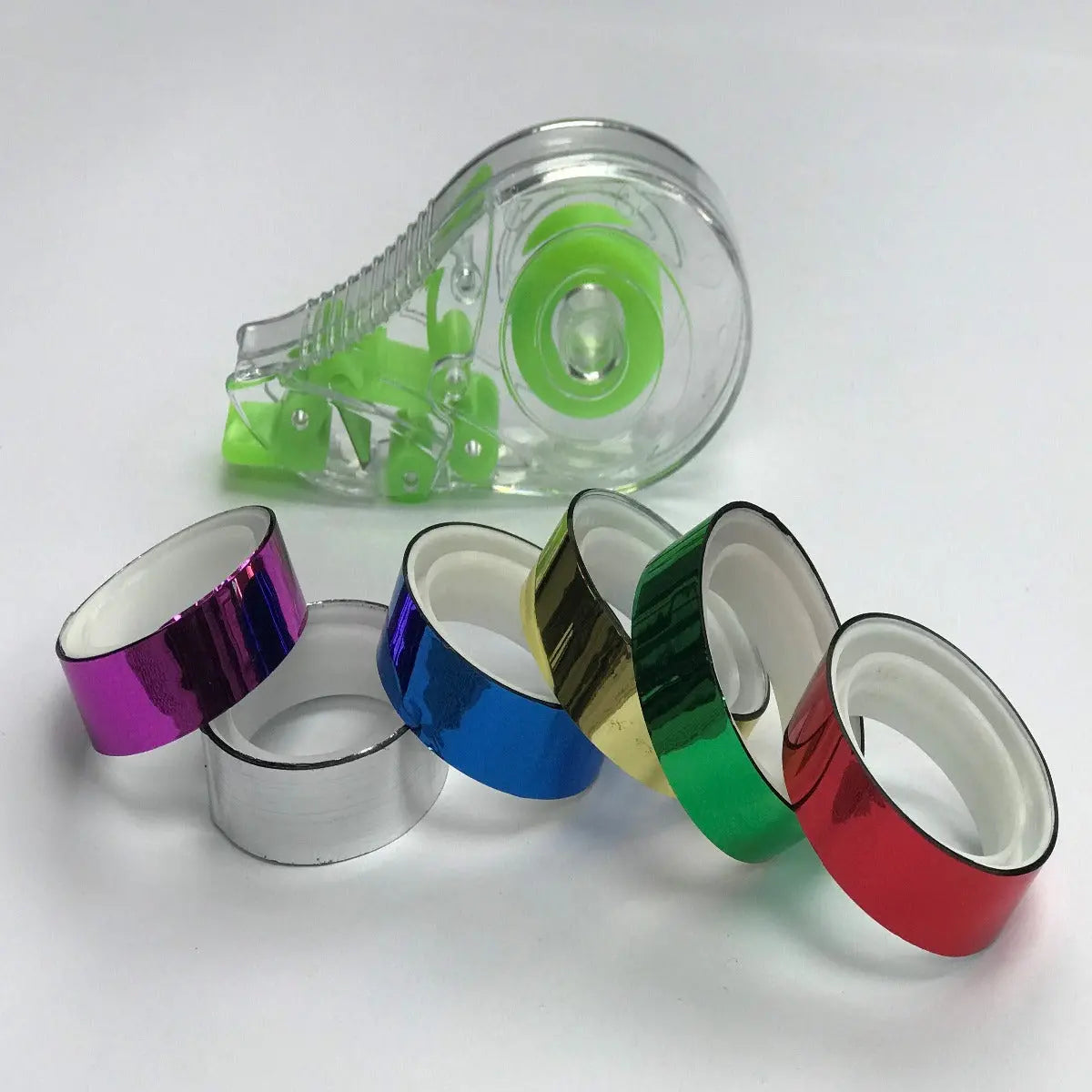 Metallic Rainbow Coloured Tape And Dispenser | Decorative Christmas Tape
