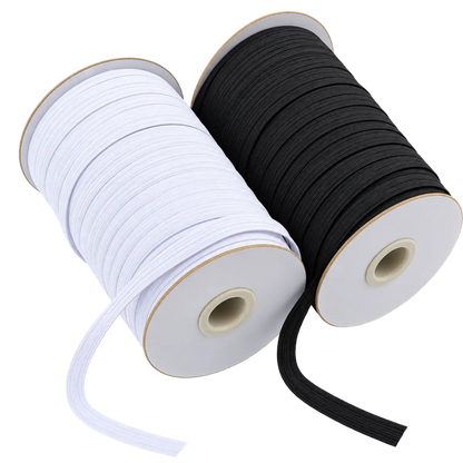 6 Cord Braided Elastic – 4.5mm Flat Sewing Elastic - Black And White Pins and Needles
