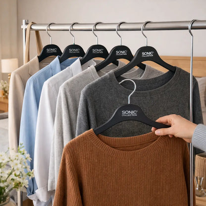 Sonic Collection Deluxe Plastic Clothes Hangers – Durable & Space-Saving (AH43) Pins and Needles