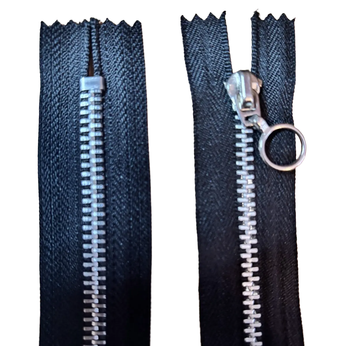 Metal Closed Ended Zip 7" (18cm) With Metal Puller And Teeth Pins & Needles