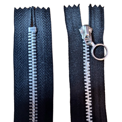 Metal Closed Ended Zip 7" (18cm) With Metal Puller And Teeth Pins & Needles