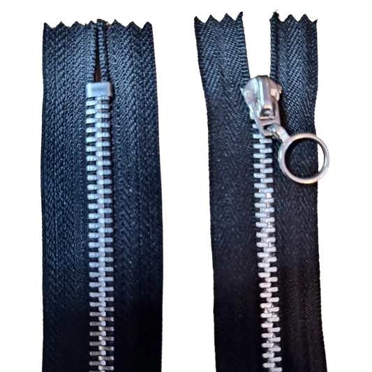 Metal Closed Ended Zip 7" (18cm) With Metal Puller And Teeth Pins & Needles