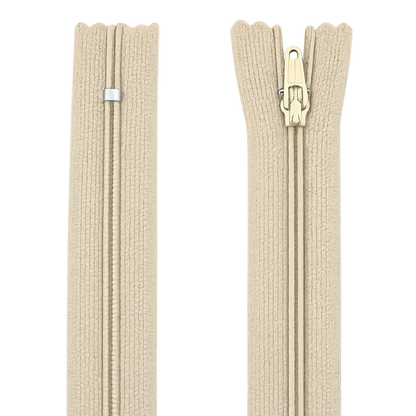 Nylon Closed End Zip for Dress & Skirt - 7" (18cm) With Self Colour Metal Slider Pins & Needles
