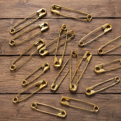 Yellow Brass Safety Pins – 19mm to 27mm | Bulk Packs Pins & Needles