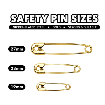 Yellow Brass Safety Pins – 19mm to 27mm | Bulk Packs Pins & Needles