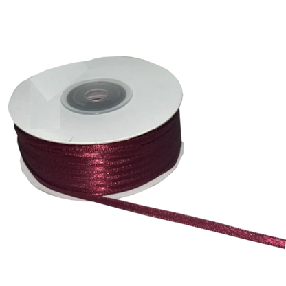 Burgundy Double Sided Satin Ribbons - 3mm Wide By 10mts