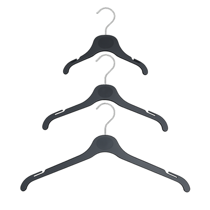 Plastic Clothes hangers, Slimline & Space-Saving - Black Available In Three Sizes Pins and Needles