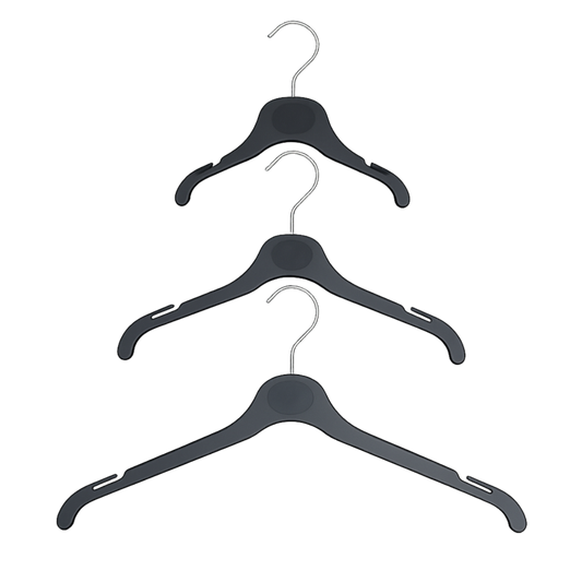 Plastic Clothes hangers, Slimline & Space-Saving - Black Available In Three Sizes Pins and Needles