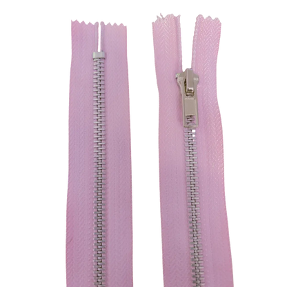 Metal Closed Ended Zip 8" (20cm) With Metal Puller & Silver Effect Teeth Pins & Needles