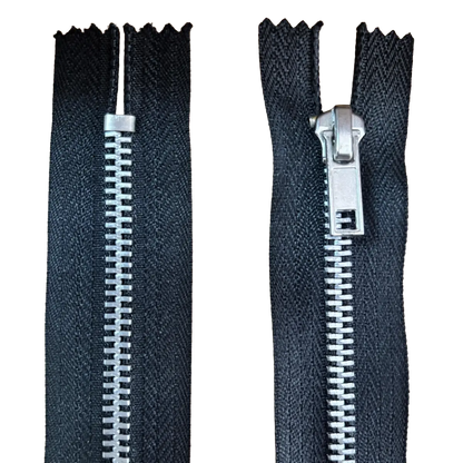 Metal Closed Ended Zip 8" (20cm) With Metal Puller And Teeth Pins & Needles