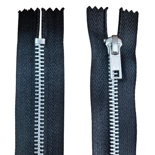 Metal Closed Ended Zip 8" (20cm) With Metal Puller And Teeth Pins & Needles