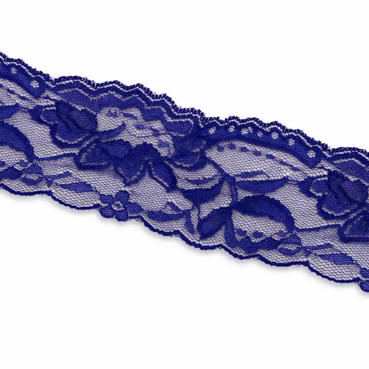 Royal Blue Floral Lace Trim – 5cm Wide Pins & Needles
