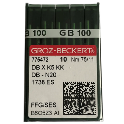 Groz-Beckert Industrial Embriodery Needles DBxK5, DB-N20,1738 ES Size 75 Ball Point