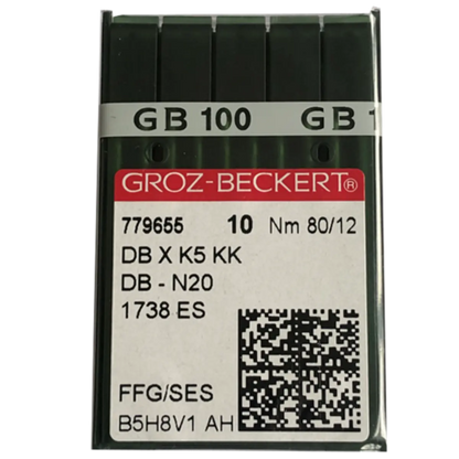 Groz-Beckert Industrial Embriodery Needles DBxK5, DB-N20,1738 ES Size 80 Ball Point