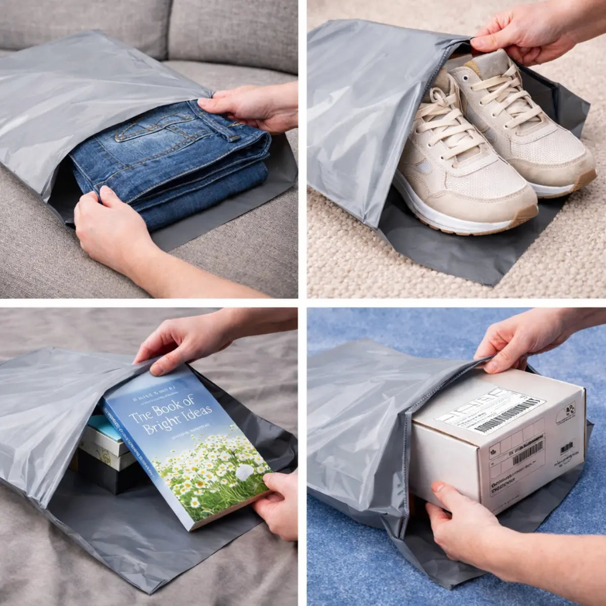 Pack of 100 Grey Mailing Bags, Packing Bags, Vinted Bags - 4 Sizes Pins & Needles Leicester