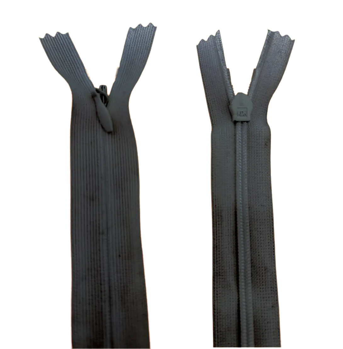 Invisible Nylon Dress - Skirt Closed End Zip 16" (40cm) With Self Colour Metal Slider Pins & Needles