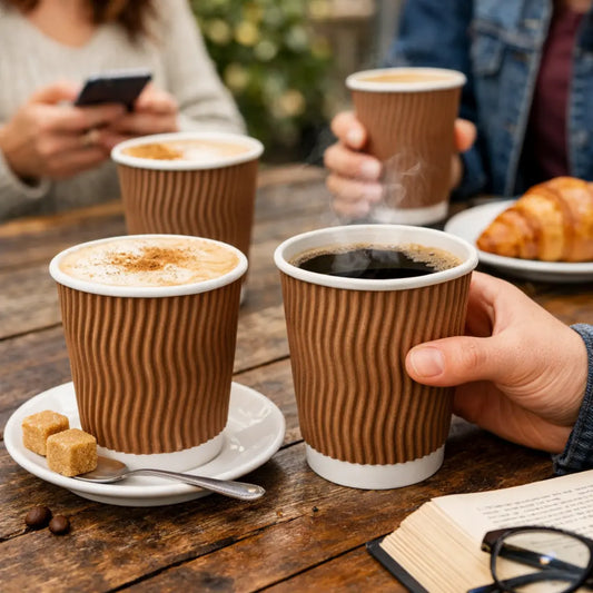 8oz & 12oz Triple Wall Paper Ripple Cups – Insulated Recyclable for Hot & Cold Drinks Pins & Needles