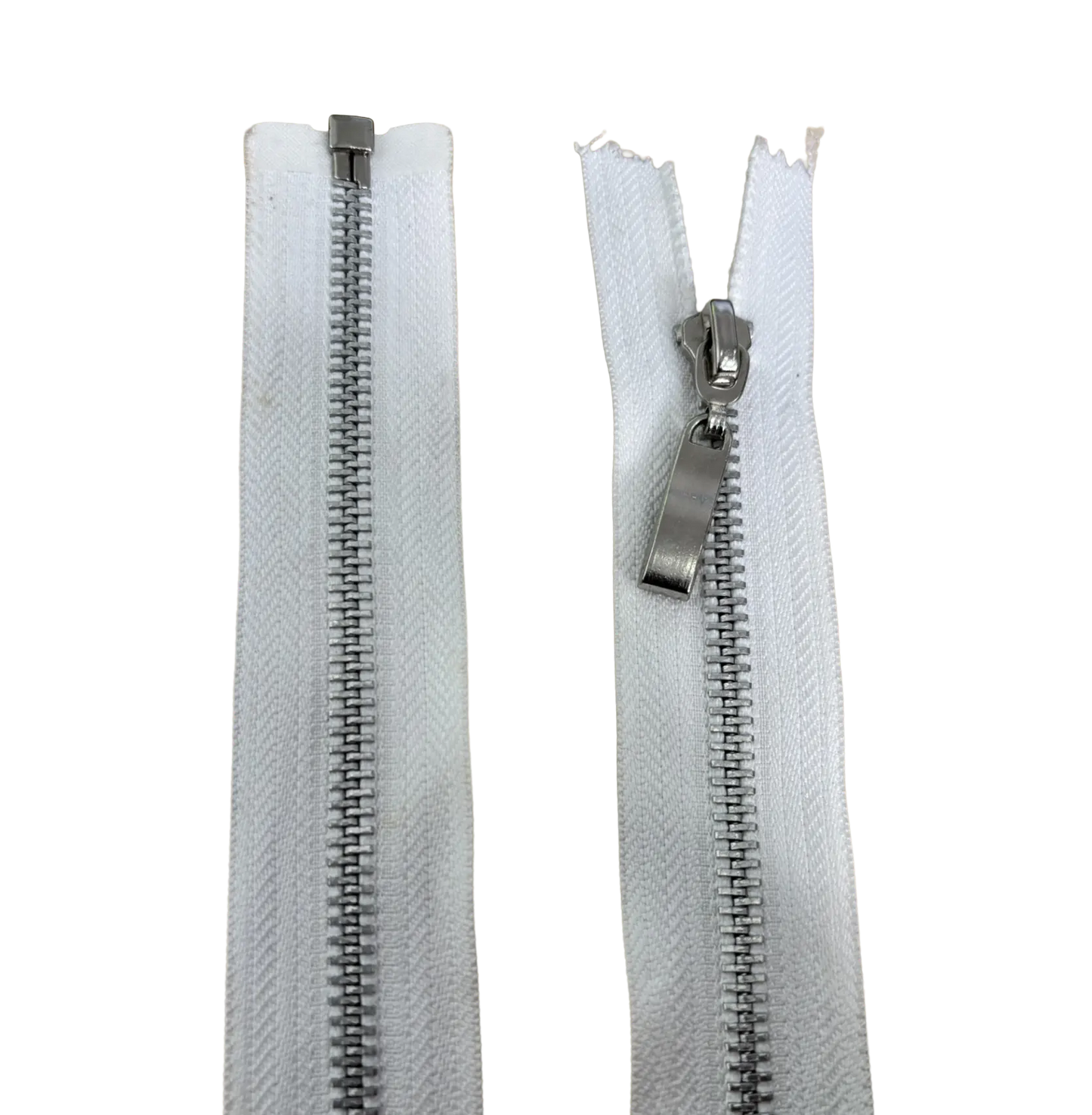 Metal Open Ended Zip 17" (43cm) With Metal Puller & Silver Effect Teeth Pins & Needles