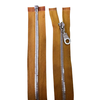 Metal Open Ended Zip 18" (45cm) With Metal Puller & Silver Effect Teeth Pins & Needles