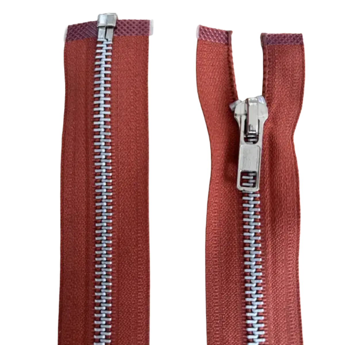 Metal Open Ended Zip 18" (45cm) With Metal Puller & Silver Effect Teeth Pins & Needles