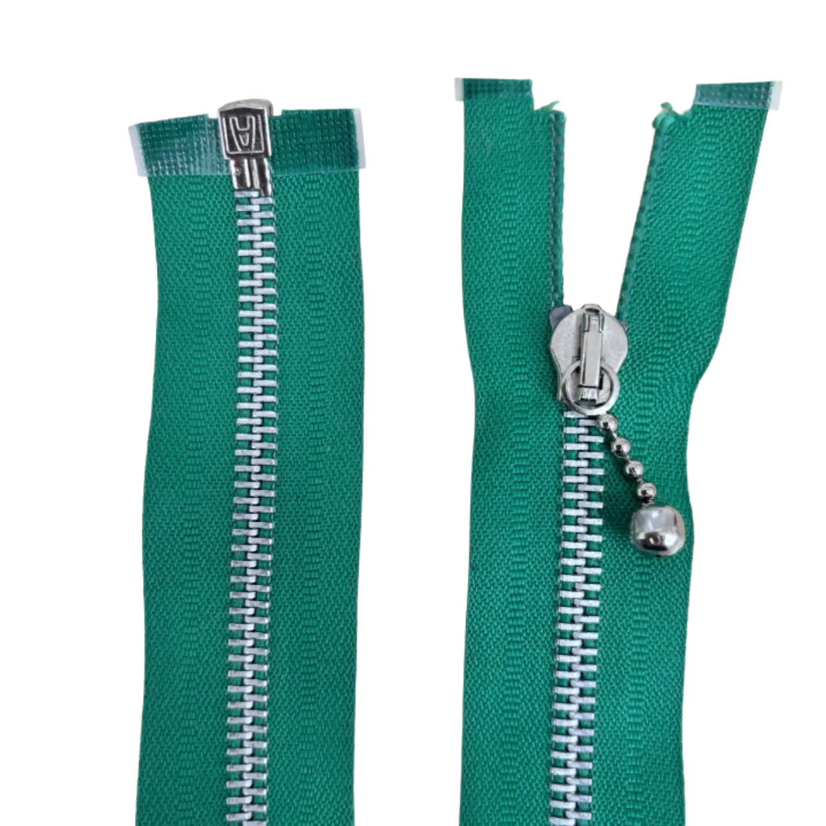 Metal Open Ended Zip 18" (45cm) With Metal Puller & Silver Effect Teeth Pins & Needles