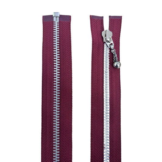 Metal Open Ended Zip 18" (45cm) With Metal Puller & Silver Effect Teeth