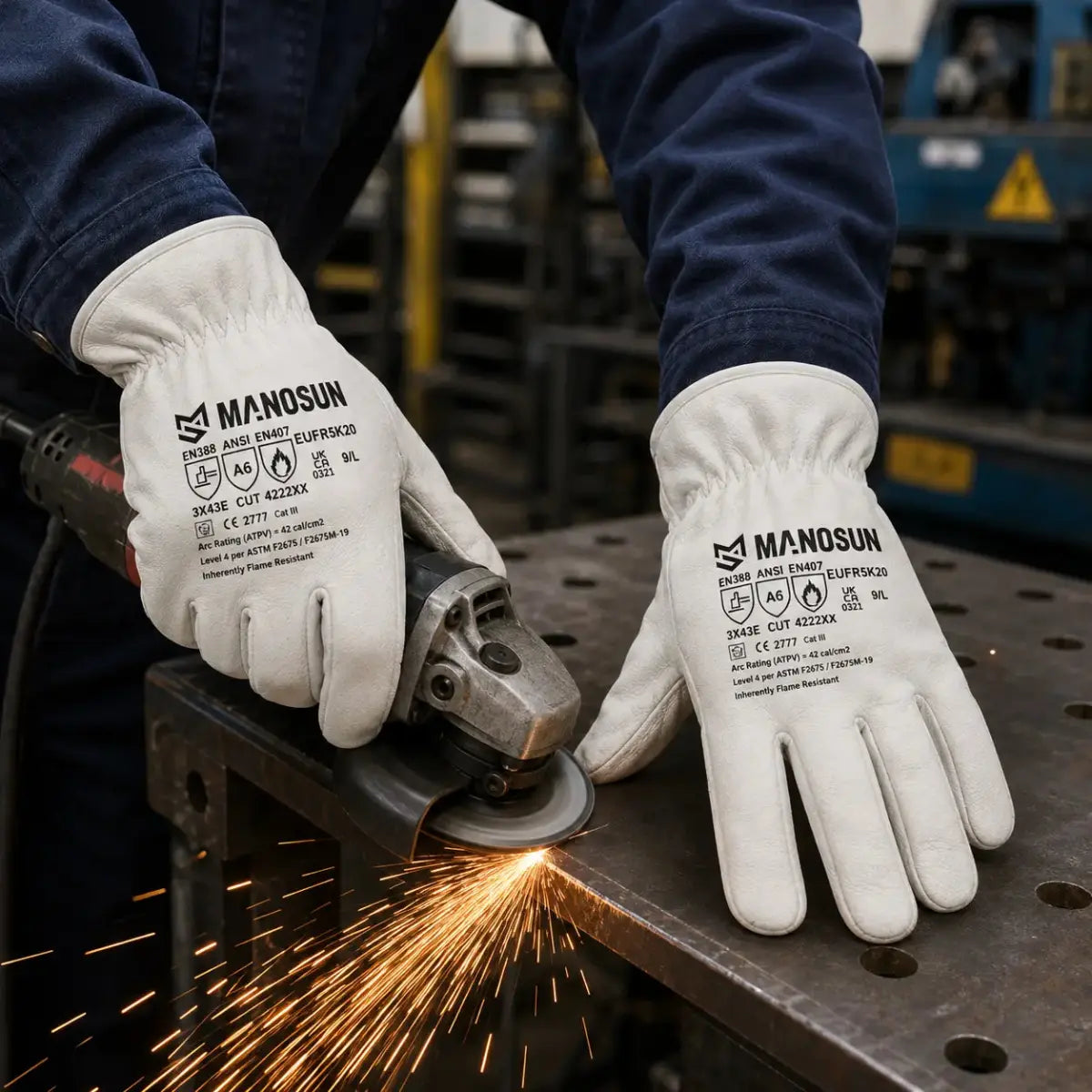 Manosun EUFR5K20 Insulated Work Gloves – 42 cal/cm² Cut Level E / ANSI A6 Pins and Needles
