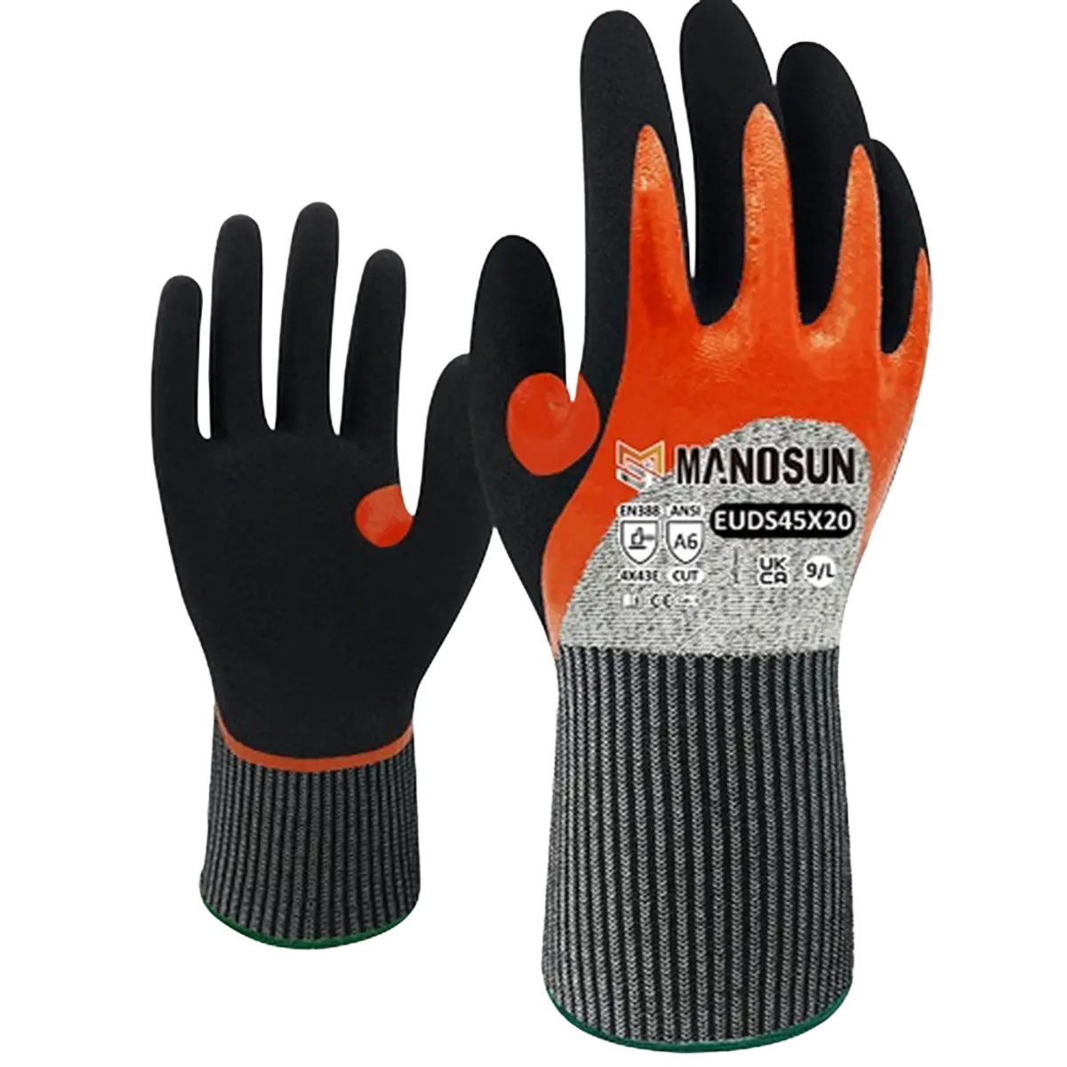 Manosun EUDS45X20 Oil Resistant Safety Gloves – Cut Level E, Nitrile Pins and Needles