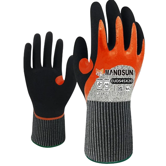 Manosun EUDS45X20 Oil Resistant Safety Gloves – Cut Level E, Nitrile Pins and Needles