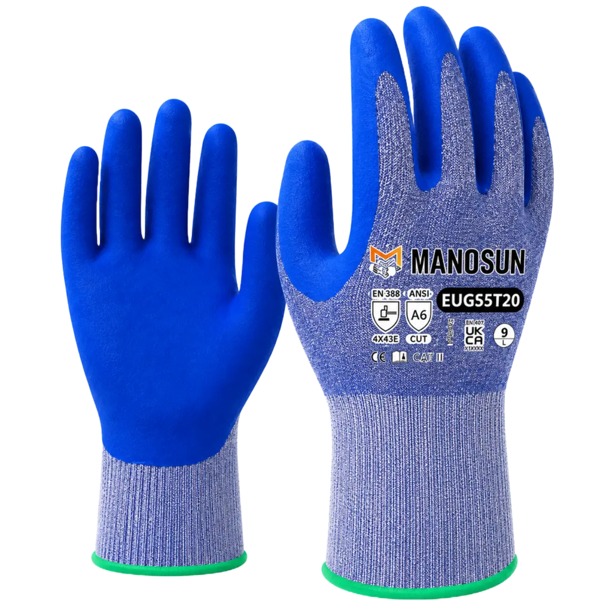 Manosun EUGS5T20 Cut Resistant Safety Gloves – Cut Level E / ANSI A6 Foam Nitrile Grip