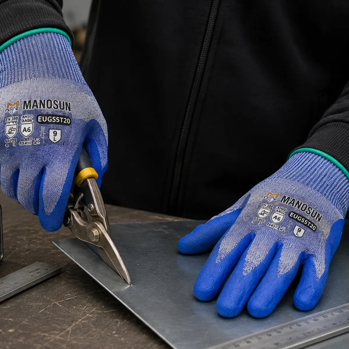 Manosun EUGS5T20 Cut Resistant Safety Gloves – Cut Level E / ANSI A6 Foam Nitrile Grip