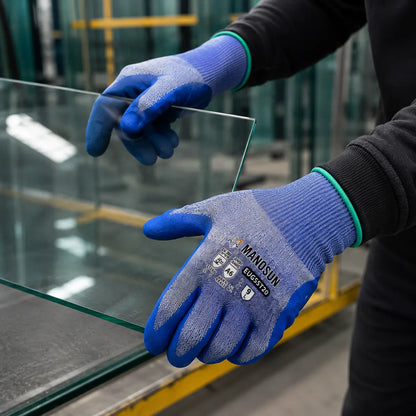 Manosun EUGS5T20 Cut Resistant Safety Gloves – Cut Level E / ANSI A6 Foam Nitrile Grip