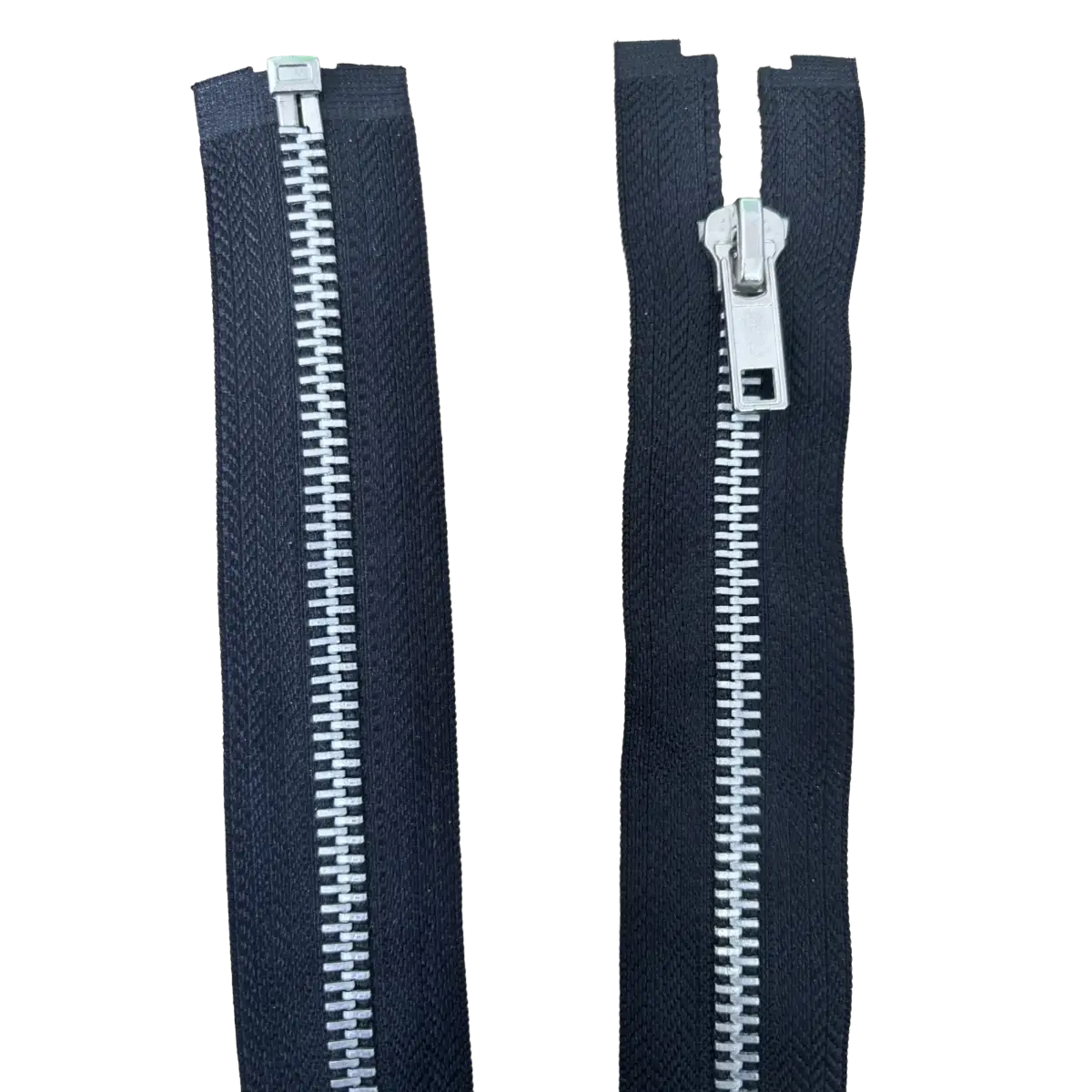 Metal Open Ended Zip 22" (56cm) With Metal Puller & Silver Effect Teeth Pins & Needles