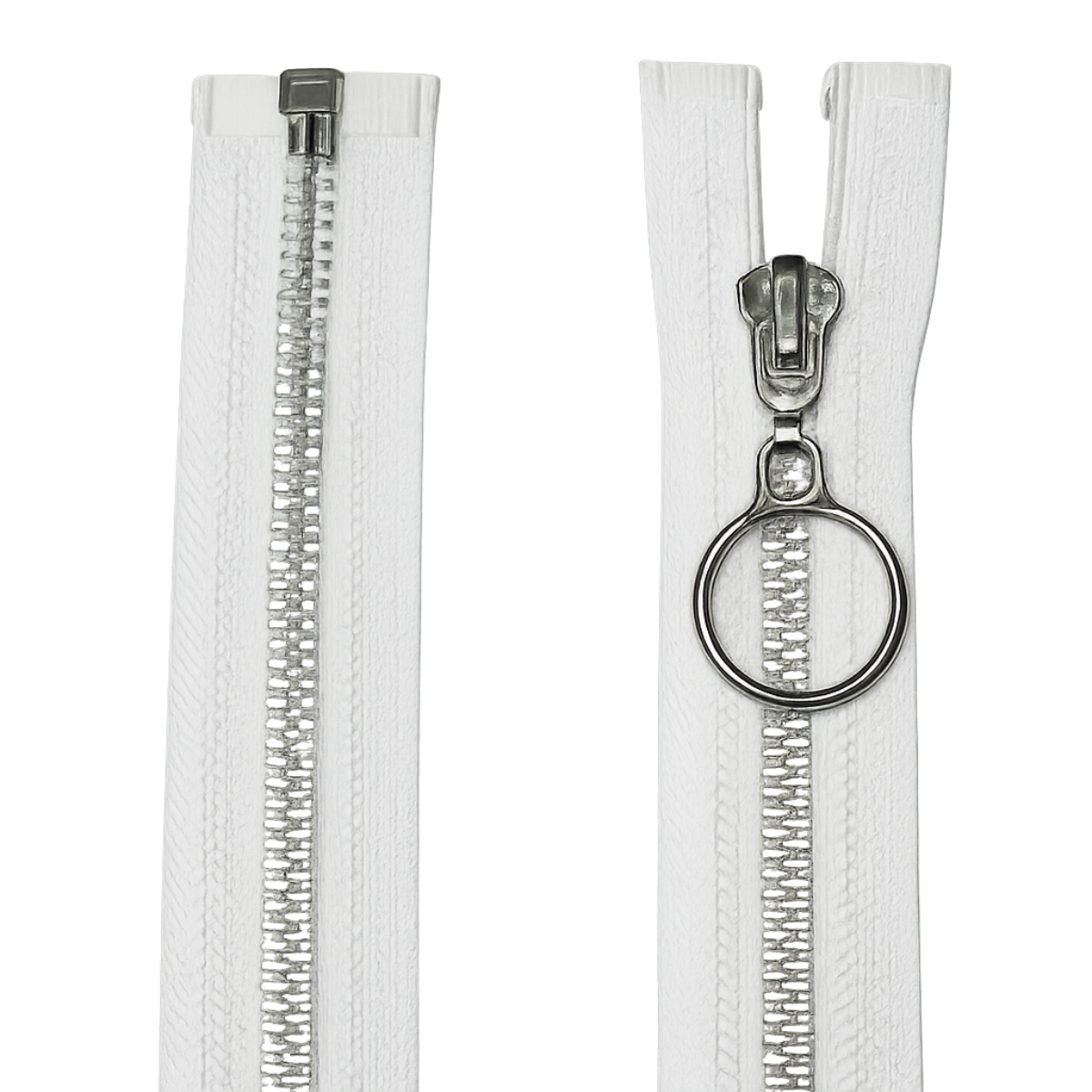 Metal Open Ended Zip 21" (53cm) With Metal Puller & Silver Effect Teeth Pins & Needles