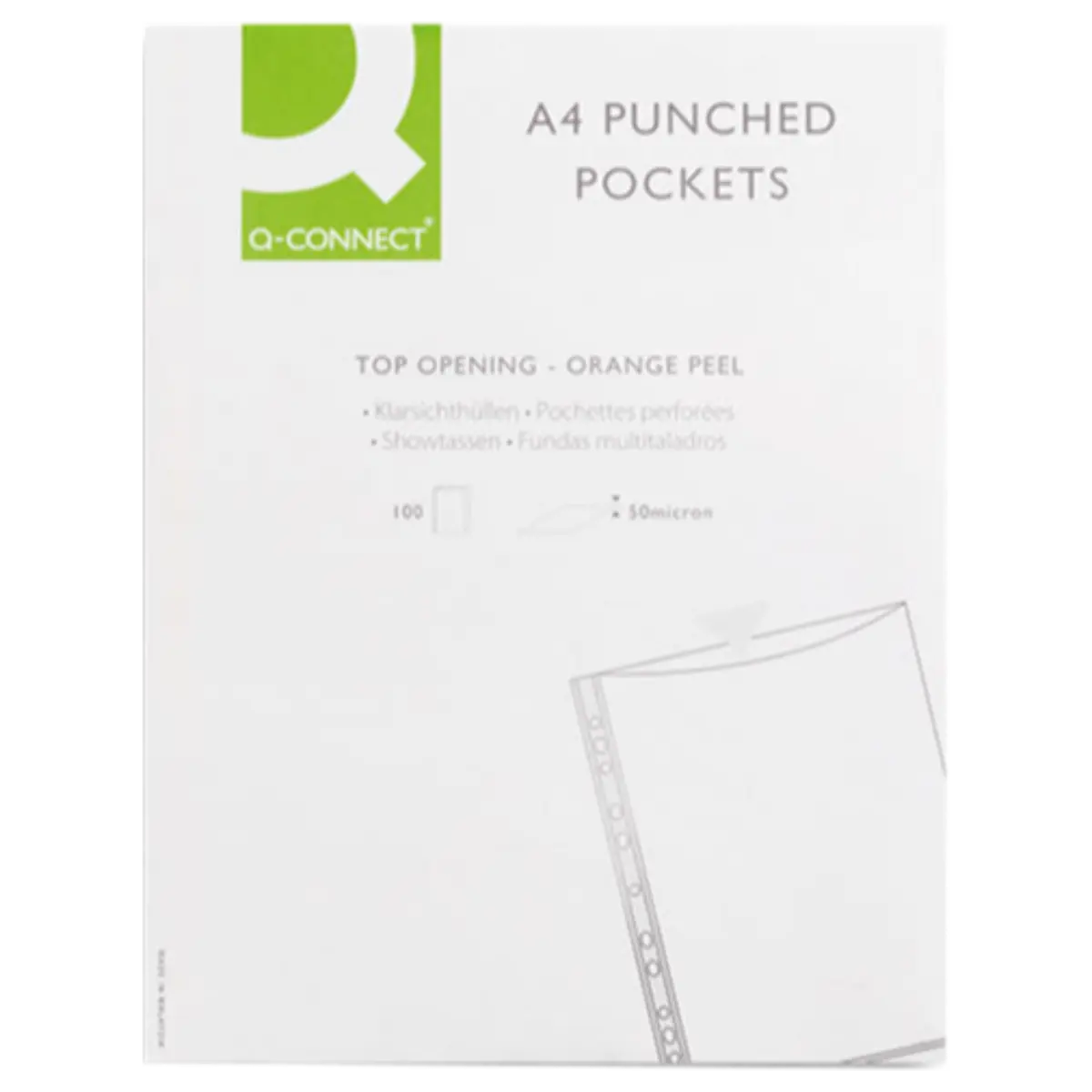 Q-Connect A4 Punched Pockets 50 Micron Embossed Polypropylene – Pack of 100 Pins & Needles