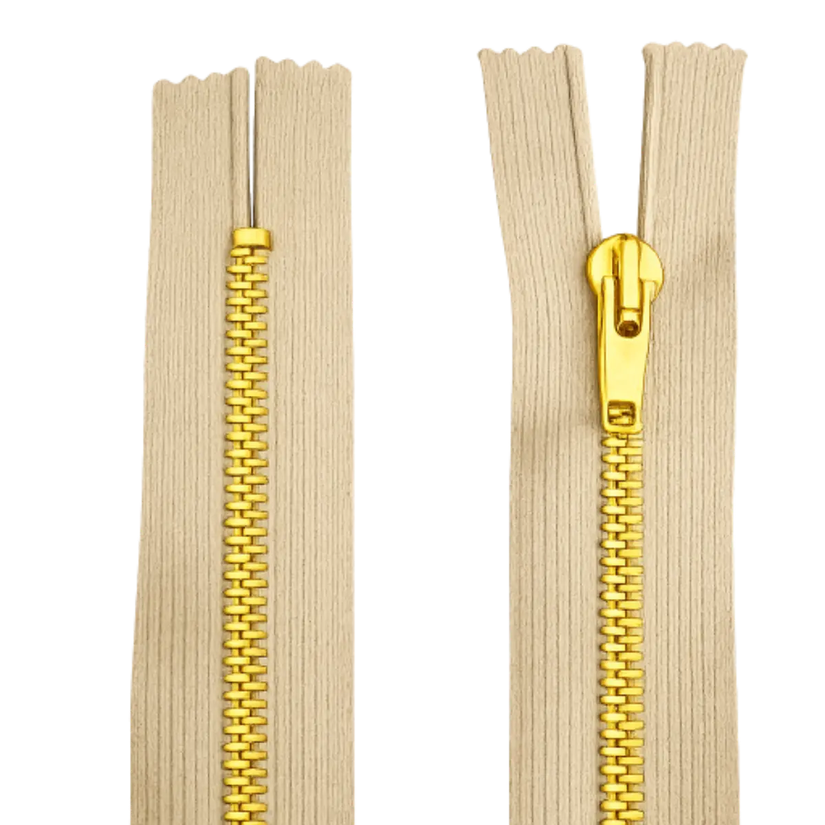 Metal Closed Ended Zip 24" (61cm) With Gold Metal Puller & Teeth Pins & Needles
