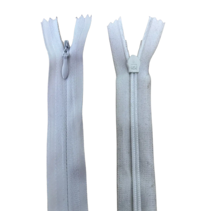 Invisible Nylon Dress - Skirt Closed End Zip 18" (45cm) With Self Colour Metal Slider Pins & Needles