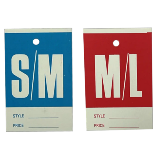 Colour-Coded Size, Style And Price Labels - S/M M/L